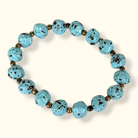 (2/$20) Faux Turquoise Beaded Stretch Bracelet - Picture 2 of 4